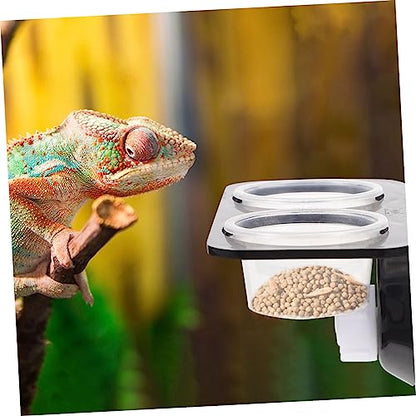 Happyyami Gecko Tank Snake Water Bowl Bearded Dragon Terrarium Lizard Feeding Ledge Reptile Water Feeder Tank Supplies