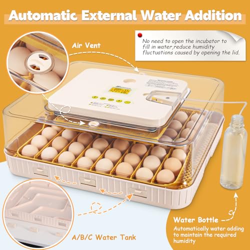 Sailnovo Incubators for Hatching Eggs 56 Egg Incubator with Auto Egg Turning and Auto Humidification, Temperature Control, Incubator for Chicken Duck Quail Eggs, Perfect for Lab School Farm