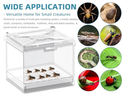 Cricket Keeper – Stackable Insect Habitat for Crickets, Dubia Roaches, Mealworms, Transparent Ventilated Cage, Easy Clean Critter Keeper for Reptiles, Lizards, Snakes, Live Feeder Insect Container