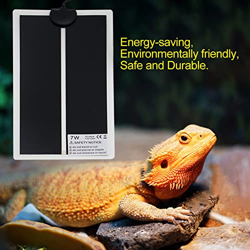 Reptile Heating Pad with Temperature Adjustment 7W/ 14W/ 20W Under Tank Terrarium Heater Heat Mat for Turtle, Tortoise, Snakes, Lizard, Gecko (7W) - size: 7W