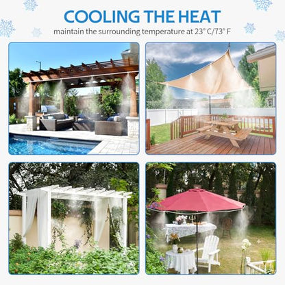 homenote Misting Cooling System, 59FT (18M) Misting Line + 16 Brass Mist Nozzles + Brass Adapter(3/4") Misters for Outside Patio Cooling Garden Greenhouse Watering - color: White, size: 59FT / 18M