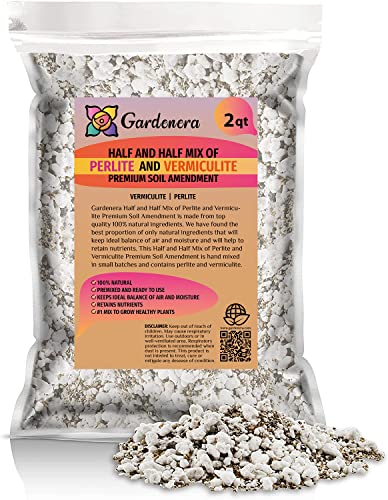 Gardenera Premium Soil Amendment - Enhance Plant Health with The Ideal Blend of Perlite and Vermiculite - 2 Quart - size: 2 Quart Bag, style: 50/50 Perlite & Vermiculite Potting Blend