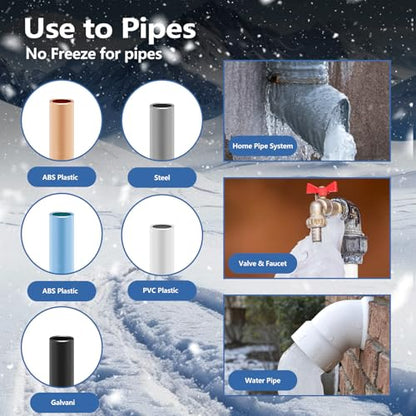 Pipe Heating Cable 6FT (3FT-200FT) for Metal & Plastic Water Pipes - Freeze Protection up to -40°F, 5W/FT 120V Heat Tape to Keep Water Flowing (Pack of 2) - size: 6FT (Pack of 2)