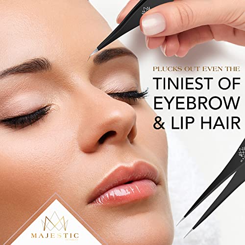 Surgical Tweezers for Ingrown Hair - Precision Sharp Needle Nose Pointed Tweezers for Splinters, Ticks & Glass Removal - Best for Eyebrow Hair, Facial Hair Removal(1 pack pointed, black) - color: Black