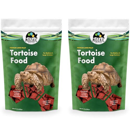 Mozaic Tortoise Food - Premium Large Pellets for Sulcata, Russian, Red-Footed, Hermann's, & Desert Tortoises - Complete Formulated Diet with Essential Amino Acids & Nutrients (15 Ounce (Pack of 2)) - size: 15 Ounce (Pack of 2)