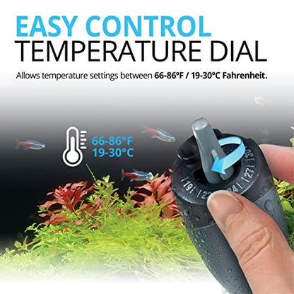 Fluval M 50-Watt Submersible Aquarium Heater – Compact, Reliable Heating with Mirror Technology for Fresh & Saltwater Tanks Up to 15 Gallons - size: M50