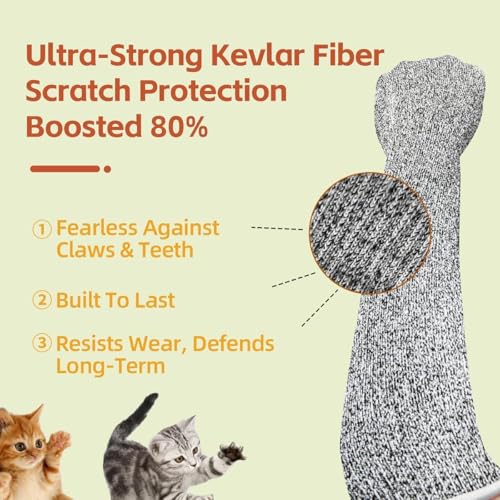 Ultra-Flexible Pet Handling Sleeves: 15.7” Kevlar Scratch-Resistant Gloves for Cat Grooming, Nail Trimming & Arm Protection - color: 1 Pairs