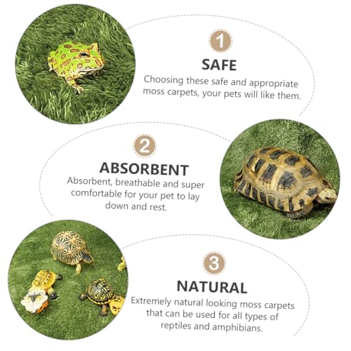 2pcs Natural-Looking Reptile Mats Simulated Moss Carpets for Climbing Pets Moisturizing Fake Lawn for Terrariums Safe and Absorbent Bedding for Turtles and Frogs