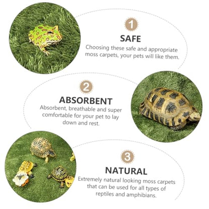 2pcs Natural-Looking Reptile Mats Simulated Moss Carpets for Climbing Pets Moisturizing Fake Lawn for Terrariums Safe and Absorbent Bedding for Turtles and Frogs