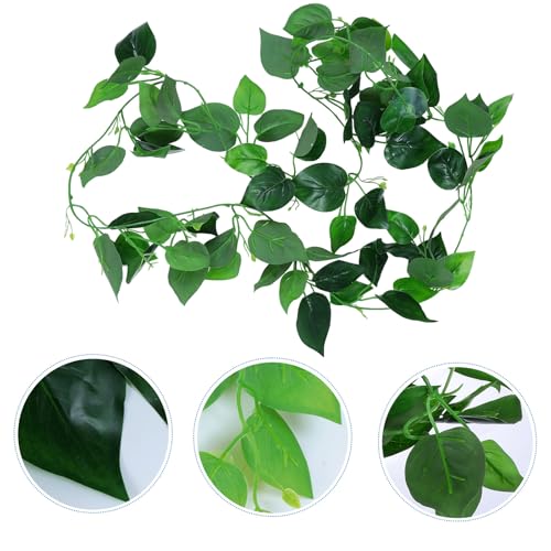 Hemoton Reptile Vine Artificial Vine Plant with Suction Cups Simulation Leaves Climbing Terrarium Landscape Decor for Lizard Habitat and Pet Reptiles