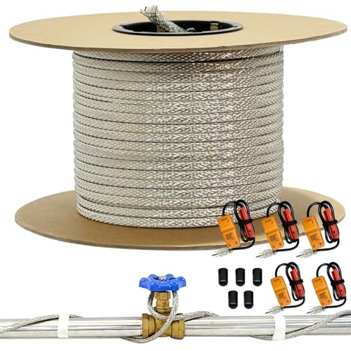 500' HTM Braid Self Regulating Heating Cable Mobile Home Heat Tape Water Pipes Freeze Protection & Freeze Free Connector Kit - Plug and End Seal *5 - style: 500 Kit