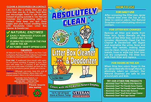 Absolutely Clean Litter Box Cleaner and Odor Eliminator, Eliminate Odors Quickly, Neutralizes Urine and Feces Odors in The Air and The Box, Make Litter Last Longer - style: 16 Fl Oz (Pack of 1)