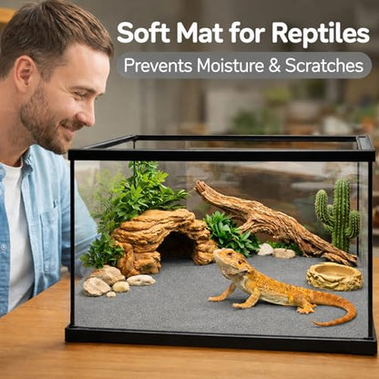 HERCOCCI 2 Pack Reptile Carpet, 39’’ x 20’’ Terrarium Bedding Substrate Liner Reptile Cage Mat Tank Accessories for Bearded Dragon Lizard Tortoise Leopard Gecko Snake (Grey) - color: Grey