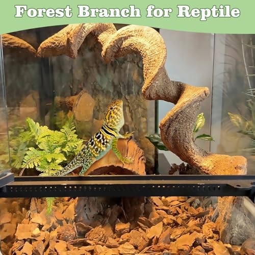 Reptile Climbing Branch with Cork Branch for Reptiles Climbing Branches 2 Pack Natural Tree Frog Cork Wood Stick Crested Geckos Habitat Decor