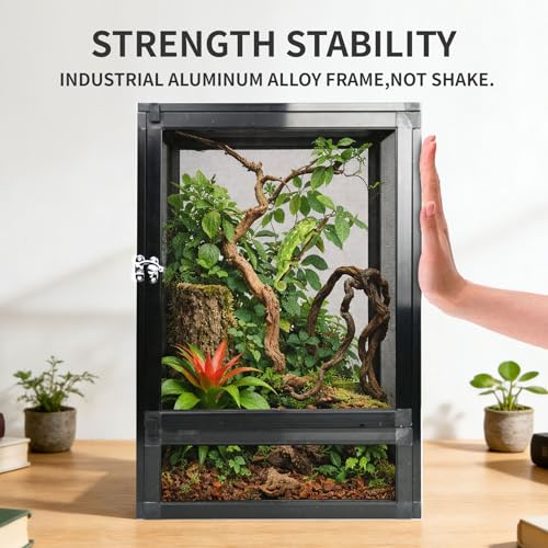 13 Gallon Reptile Enclosure 19"x13"x13" Mesh Chameleon Cage,Superior Ventilation Vertical Screen Tank for Chameleon,Crested Geckos,Leopard Geckos,Bearded Dragon,Lizards,Spider,Butterfly - size: 19x13x13inch