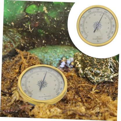 BESPORTBLE Gold Hygrometer Thermometer with 2% Rh Resolution and 2.5 Accuracy Level, No Battery Required, Stainless Steel and Glass Material, for Surface Mount in Offices or Reptile