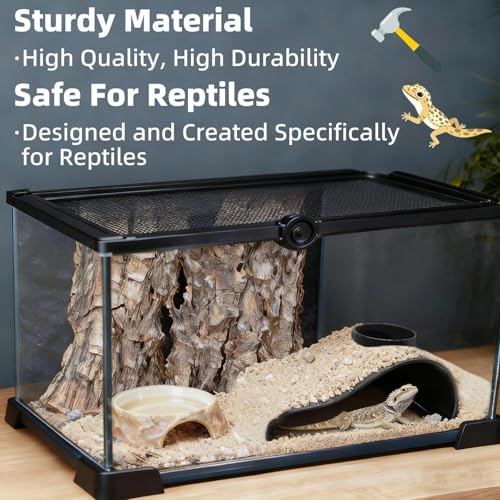 Black Reptile Underground Cave Viewing Hide Lizard Hognose Leopard Snake Gecko Hideout Habitat Tank Enrichment Reptile Decoration Accessories Ornaments Supplies
