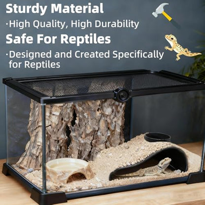 Black Reptile Underground Cave Viewing Hide Lizard Hognose Leopard Snake Gecko Hideout Habitat Tank Enrichment Reptile Decoration Accessories Ornaments Supplies