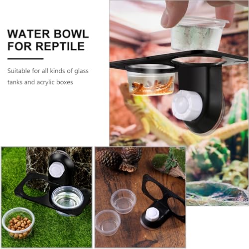 UKCOCO 2pcs Reptile Water Bowl and Food Dish with Dual Compartments, Plastic Gecko Feeder with Suction Cups, Escape-Proof Worm Container for Terrarium Feeding Supplies
