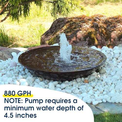 NFESOLAR Submersible Water Pump 880GPH, 60W Ultra Quiet Fountain Pump with Dry Burning Protection 9ft High Lift for Fish Pond, Fountains, Waterfall, Hydroponics, Aquariums KF206 - size: 880GPH