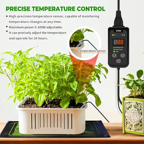 SYSAI Digital Thermostat Controller for Reptiles, Seed Germination, Breeding, Incubation and Small Greenhouse, 50-95°F, 1.5A 150W