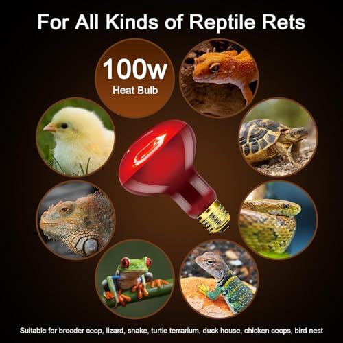 Red Reptile Heat Lamp Bulb 100W, Infrared Heat Emitter Red Heat Lamp for Reptile Amphibian, Infrared Basking Spot Light Bulb 2PCS - style: Infrared Basking Light Bulb 100W