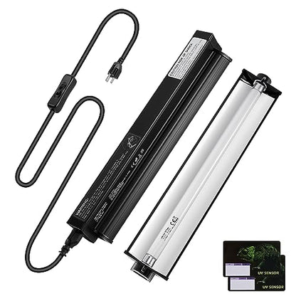 DXOPHIEX 8W HO T5 UVB Reptile Light Fixture with Bulb 12 inch, Bearded Dragon uvb Light bar with 10.0 Bulb for Reptiles Like Bearded Dragon Turtles Lizard Snake and Gecko