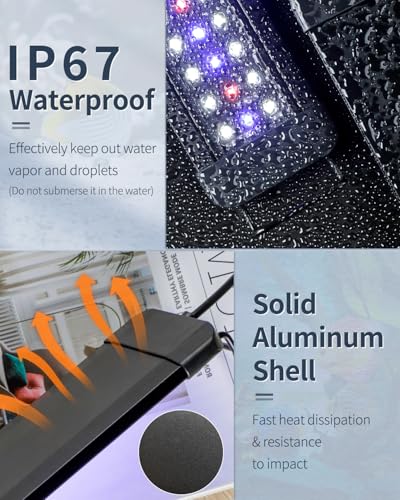 Pawfly 11 W Terrarium Light for 12" to 18" Terrarium Extendable Reptile Tank Light with Full Spectrum Brilliant White Blue Red Lights with Day & Night Modes and Adjustable Brightness - size: 12-18 Inch (11W)