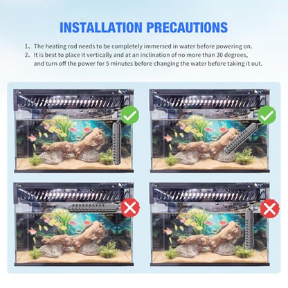 500W Submersible Fish Tank Heater for 70-120 Gallon with Auto Shut-Off When Leaving Water—Aquarium Heater, Dry-Burn & Overheat Protection, Smart LED Display, Freshwater Saltwater bigTank - size: 500W