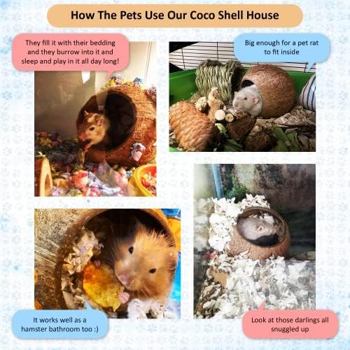 SunGrow Coconut Shell House for Gecko, Snake & Ball Python, Raw Coco Husk, Pet Hiding House, Climber or Chew Toy, for Reptiles, Amphibians (Coco Bowl)