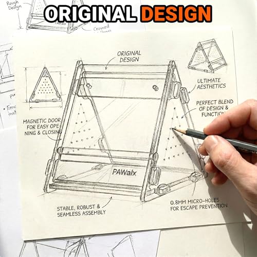 Triangular Jumping Spider Enclosure, Acrylic Terrarium with Magnetic Doors, 0.8mm Micro-Ventilation& Escape-Proof Design for Tarantulas, Lizards, Small Pets, 9.4"x10.9"x10.6" - size: 1pack, 9.4"x10.9"x10.6"