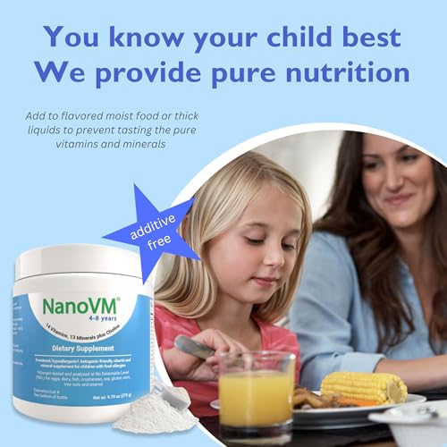 4-8 Years, Allergen-Free Kids Multivitamin, Unflavored Powdered Vitamins, Multivitamin Powder with 14 Vitamins & 13 Minerals, Low-Carbohydrate Vitamin Supplements, 275g - Solace Nutrition - style: 4-8