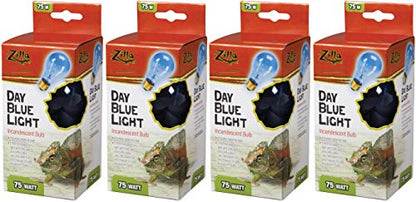 Zilla Incandescent Day Blue Light Bulb for Reptiles 75 Watt - Pack of 4