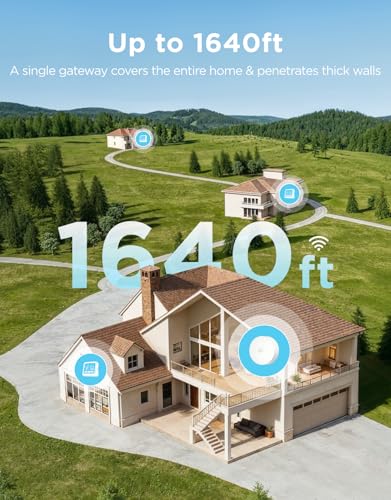 GoveeLife WiFi Thermometer Hygrometer, 5-in-1 Temperature and Humidity Monitor with Weather Station, Remote Sensor, Large LCD Display, Indoor Thermometer for Home Baby Room Greenhouse 3-Pack - style: Sub-1G Gateway+3 Pack