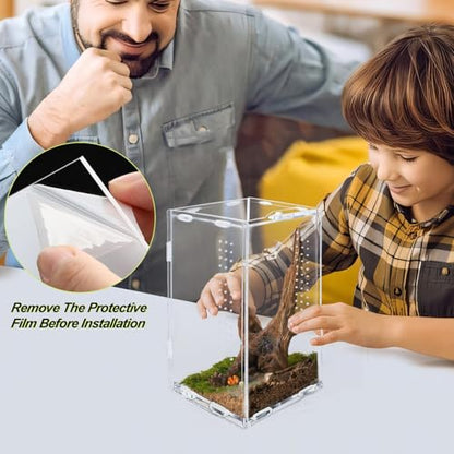 Micro Habitat Acrylic Reptile & Tarantula Enclosure, Small Tree Dwelling Reptiles, Amphibians, Spiders & Other Invertebrates - size: 8 * 8 * 14 inch