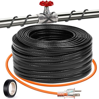 50FT（3FT-200FT）Pipe Heating Cable for Pipe Freeze Protection, Heat Cable for Water Pipes(Metal and Plastic), Pipe Heat Tape Keeps Water Flowing at -40°F 5w/ft, 120V - size: 50FT