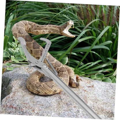 ibasenice Stainless Steel Snake Toggle Latch Catcher Clip Gutter Rattlesnake Tongs Grabber Lock Simple Snake Trap Clamp for Garden Home