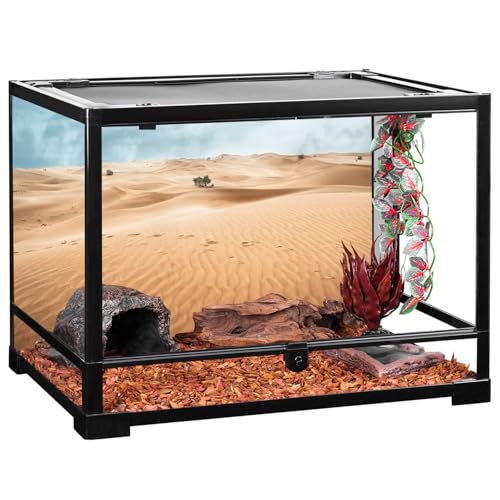 AWERT 48x24 inches Reptile Habitat Background Desert Landscape Photography Backdrop Sand Dunes Sparse Green Shrub Plant Trees Blue Sky Natural Scenery Background - size: 48x24in/120x60cm