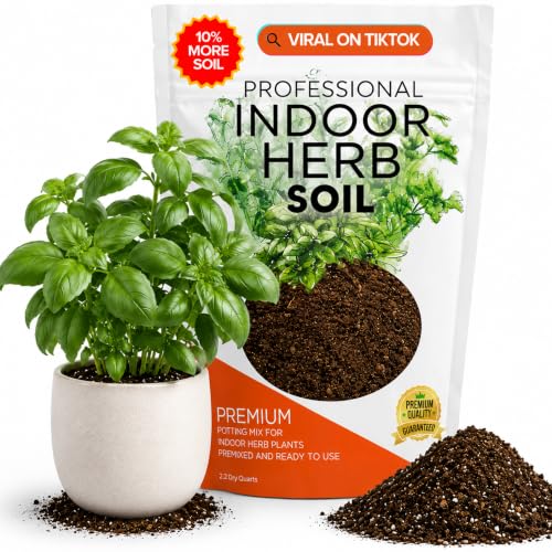 Professional Indoor Herb Soil Mix Large 2.2 Quarts Ready to Use, Premium Potting Soil for Basil Mint Rosemary Thyme Parsley, Peat Moss Coco Coir Perlite Dolomite Indoor Garden Soil Made in USA - color: Indoor Herb Plant Soil, size: 2.2 Quarts