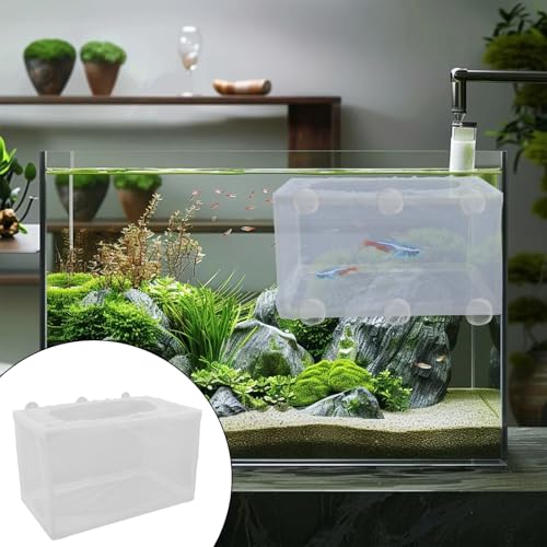 MY MIRONEY 2PCS 10.24" x 5.91" x 5.91" Fish Tank Breeder White Nylon Fish Incubator Mesh Box Aquarium Fish Fry Hatchery Breeder with Suction Cups - style: 10.24" x 5.91" x 5.91"; White; without Divider
