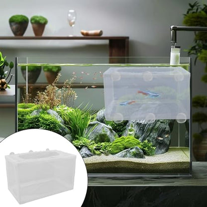 MY MIRONEY 2PCS 10.24" x 5.91" x 5.91" Fish Tank Breeder White Nylon Fish Incubator Mesh Box Aquarium Fish Fry Hatchery Breeder with Suction Cups - style: 10.24" x 5.91" x 5.91"; White; without Divider