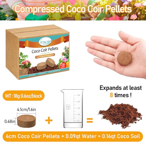 Legigo 50 PCS 40mm Coco Coir Pellets Potting Soil Mix- Compressed Coconut Coir Discs Seed Starting Soil Pellets, Coco Peat Soil Pods for Indoor & Outdoor Plants, Gardening Herbs Bonsai and Vegetables - color: 40mm