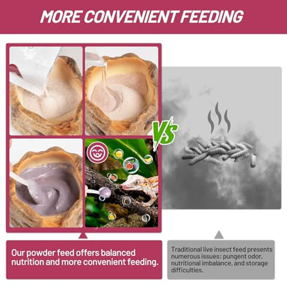 Crested Gecko Food, Fruit Mix Fig and Insects Complete Diet Gecko Food 2oz