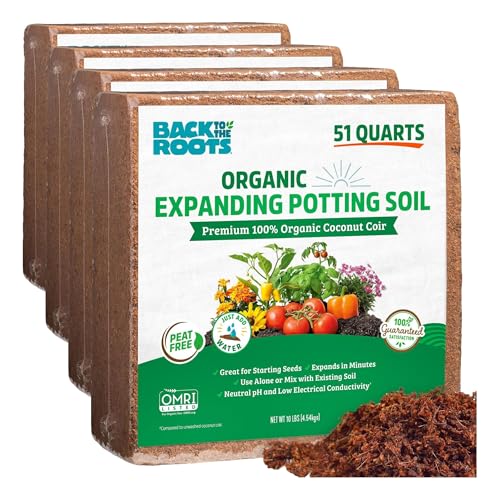 Back to The Roots Organic Coir, 51 Quart Expanding Soil, Great for Seeds and Potting (Pack of 4) - size: 51 Quart (Pack of 4), style: 51 Quart Expanding Soil
