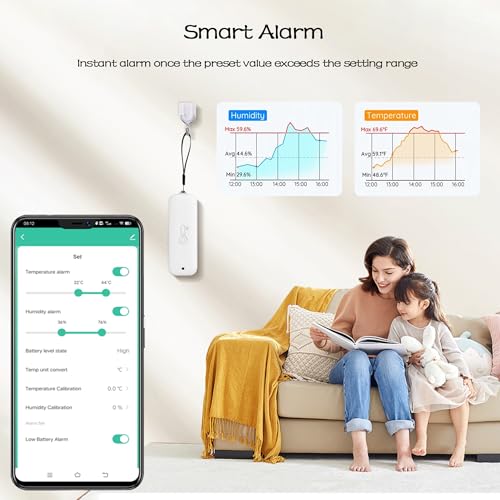 WiFi Hygrometer Thermometer Sensor, Wireless Smart Temperature Humidity Monitor with Remote App Notification Alert, for Home, Greenhouse White (1pack) - color: 1pack