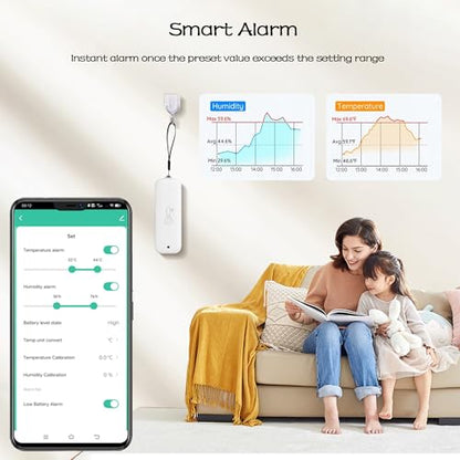 WiFi Hygrometer Thermometer Sensor, Wireless Smart Temperature Humidity Monitor with Remote App Notification Alert, for Home, Greenhouse White (1pack) - color: 1pack