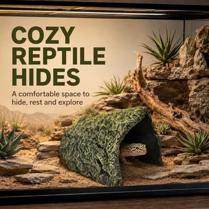 Oversize Resin Rock Reptiles Large Hideout Cave – Ideal for Turtles, Lizards, Bearded Dragons, Leopard Geckos, Snakes, Amphibians,Small Pets and Fish – Perfect for Aquarium and Terrarium Habitat Decor
