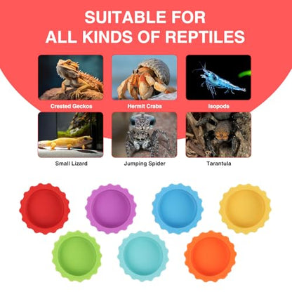 LOGJAM 21 Pack Crested Gecko Food and Water Dish, Silicone Reptile Food Bowl, Gecko Tank Accessories for Hermit Crab, Tarantula, Isopods and Lizard, 7 Colors