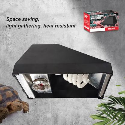 Pyhodi Dual Reptile Heat Lamp Fixture, Enhanced Reflection One Key Control, Excellent Heat Dissipation, Double Dome UVB Light Fixture for Various Habitats, with Comfort for Your Pets