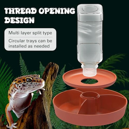 2 in 1 Reptile Food Feeders Bowl Water Bottle, Automatic Water Dispenser Reptile Feeder Kit for Amphibian Lizard Bearded Dragon Snake Feeding (Orange) - color: Orange